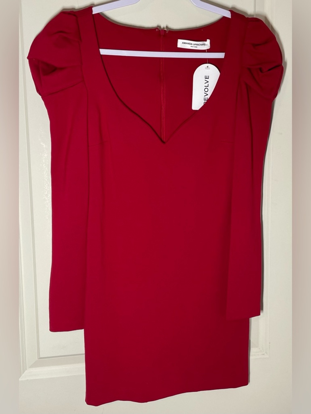 Amanda Uprichard Cinderella Dress Red Puff Sleeve Mini Revolve Wedding Guest